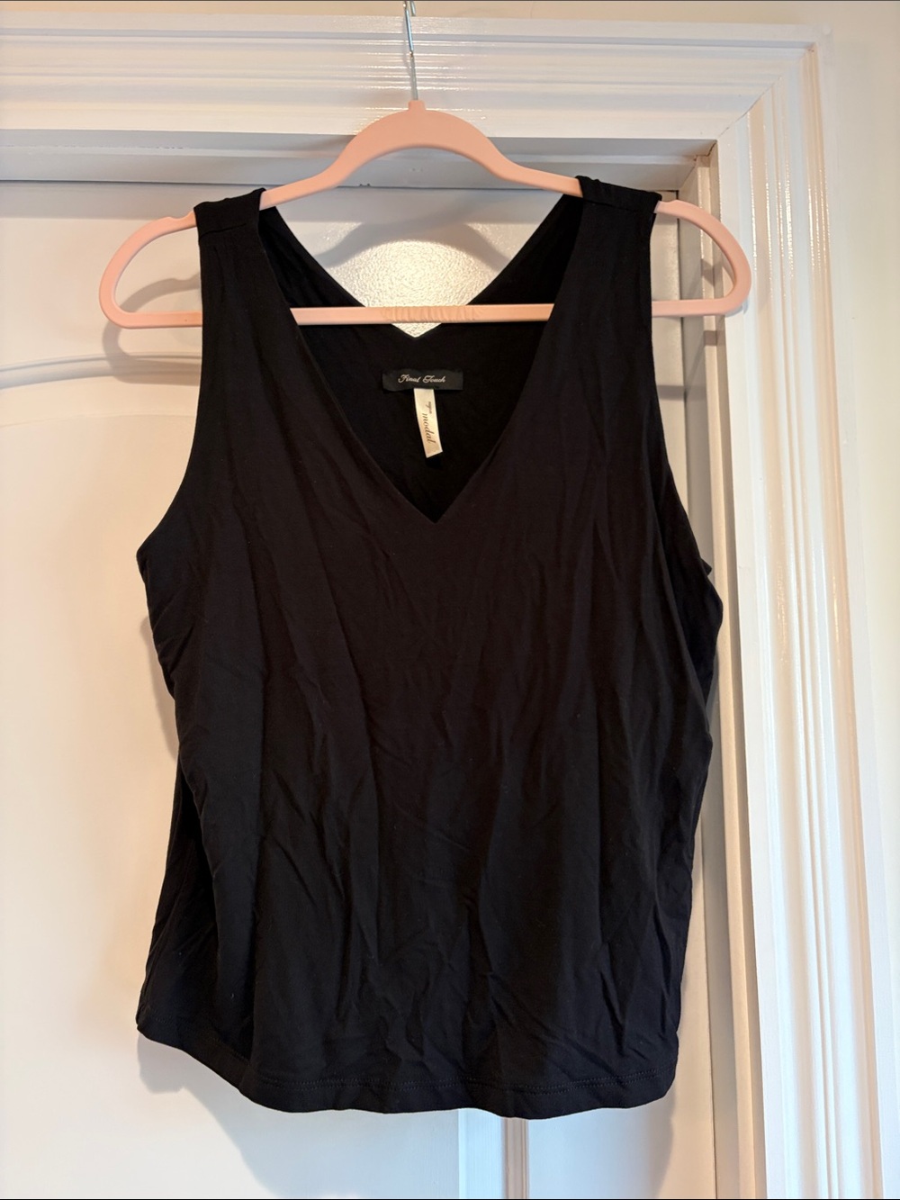 Final Touch Black V-Neck Tank Top